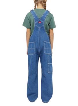 Peto Dickies Denim Bib Stonewashed Azul Para Niña