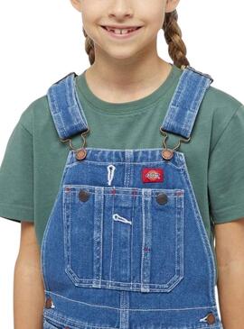 Peto Dickies Denim Bib Stonewashed Azul Para Niña