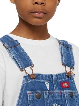 Peto Dickies Denim Bib Stonewashed Azul Para Niña