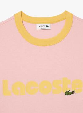 Camiseta Lacoste Retro Rosa Para Hombre