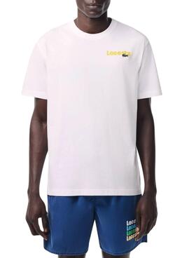 Camiseta Lacoste Retro Loose  Blanco Para Hombre