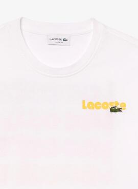 Camiseta Lacoste Retro Loose  Blanco Para Hombre