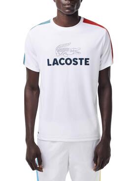 Camiseta Lacoste Tenis Colorblock Blanco Para Hombre