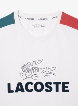 Camiseta Lacoste Tenis Colorblock Blanco Para Hombre