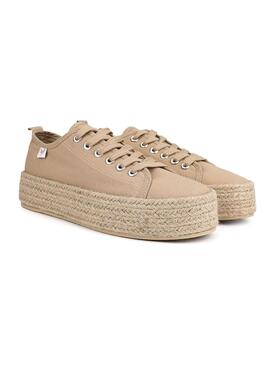 Zapatillas Walkin Pitas tina Beige Para Mujer