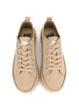 Zapatillas Walkin Pitas tina Beige Para Mujer