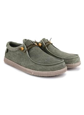 Zapatos Walkin Pitas Wallabi Washed Verde Para Hombre