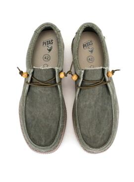 Zapatos Walkin Pitas Wallabi Washed Verde Para Hombre