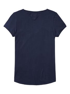 Camiseta Tommy Jeans V Neck Azul Mujer