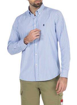 Camisa El Pulpo Rayas Combinadas Azul Para Hombre