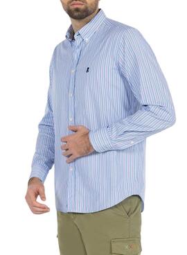 Camisa El Pulpo Rayas Combinadas Azul Para Hombre