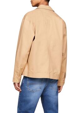 Chaqueta Tommy Jeans Reg Cotton Beige Para Hombre