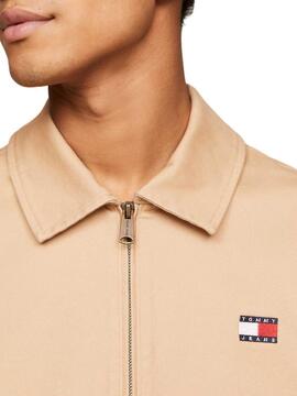 Chaqueta Tommy Jeans Reg Cotton Beige Para Hombre