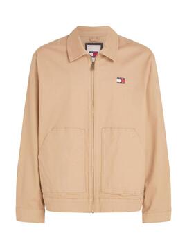 Chaqueta Tommy Jeans Reg Cotton Beige Para Hombre