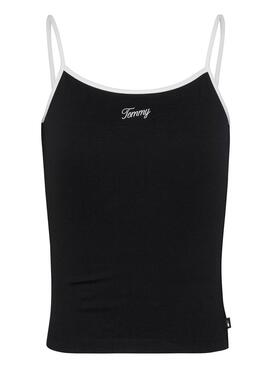 Camiseta Tommy Jeans Slim Script Binding Negro Para Mujer