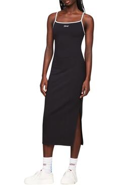 Vestido Tommy Jeans Tonal Script Negro Para Mujer