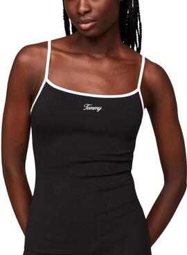 Vestido Tommy Jeans Tonal Script Negro Para Mujer