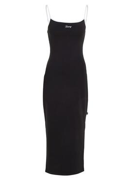 Vestido Tommy Jeans Tonal Script Negro Para Mujer