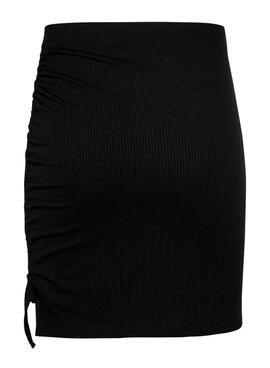 Falda Tommy Jeans Gathering Rib Mini Negro Para Mujer