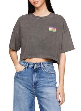 Camiseta Tommy Jeans Oversize Summer Gris Para Mujer