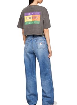 Camiseta Tommy Jeans Oversize Summer Gris Para Mujer