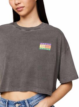 Camiseta Tommy Jeans Oversize Summer Gris Para Mujer