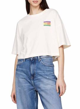 Camiseta Tommy Jeans Oversize Summer Blanco Para Mujer