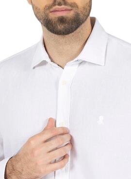 Camisa El Pulpo Lino Logo Blanco Para Hombre