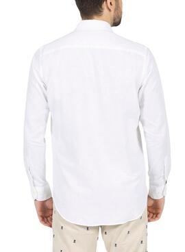 Camisa El Pulpo Lino Logo Blanco Para Hombre