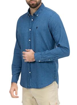 Camisa El Pulpo Denim Micro Azul Para Hombre