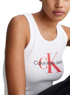 Camiseta Calvin Klein Archival Monologo Blanco Para Mujer