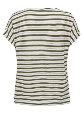 Camiseta Only Susie Glitter Rayas Blanco Para Mujer