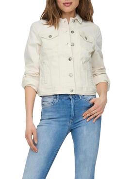 Chaqueta Only Tia Denim Beige Para Mujer