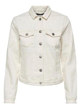 Chaqueta Only Tia Denim Beige Para Mujer