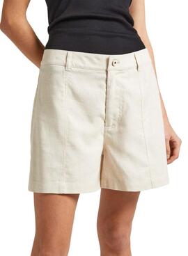 Short Pepe Jeans Tilly Beige Para Mujer