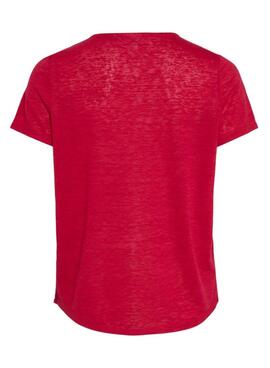 Camiseta Vila Viamer V-Neck Rosa Para Mujer