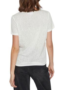 Camiseta Vila Viamer V-Neck Blanco Para Mujer