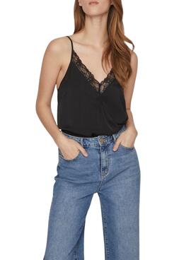 Top Vicava V-Neck Lace Negro Para Mujer