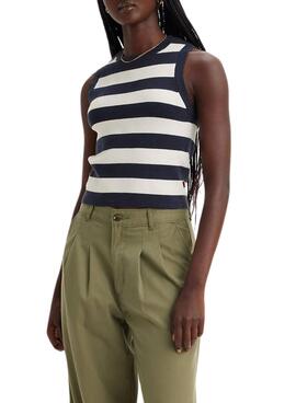 Top Levis Ocean Tank Stripe Marino Para Mujer