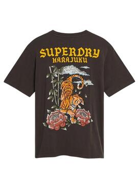 Camiseta Superdry Tatto Graphic Loose Negro Para Hombre