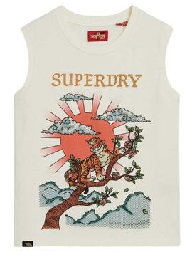 Camiseta Superdry Tatto Rhinostone Blanco Para Mujer