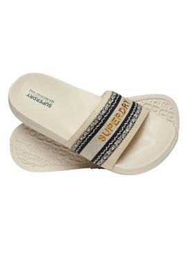 Chanclas Superdry Vegan Webbing Pool Blanco Para Mujer