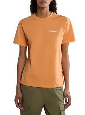 Camiseta Napapijri Faber Naranja Para Mujer