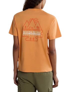 Camiseta Napapijri Faber Naranja Para Mujer