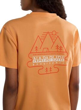 Camiseta Napapijri Faber Naranja Para Mujer