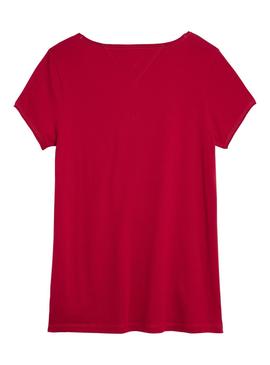 Camiseta Tommy Jeans V Neck Roja Mujer