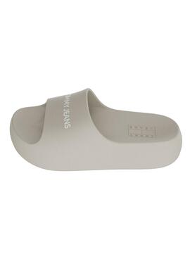 Chanclas Tommy Jeans Chunky Flatform Beige Para Mujer