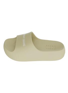 Chanclas Tommy Jeans Chunky Flatform Amarillo Para Mujer