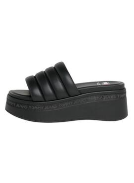 Sandalias Tommy Jeans Wedge Negro Para Mujer