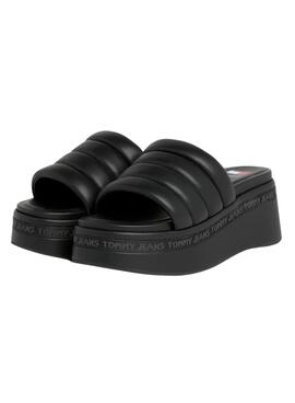 Sandalias Tommy Jeans Wedge Negro Para Mujer